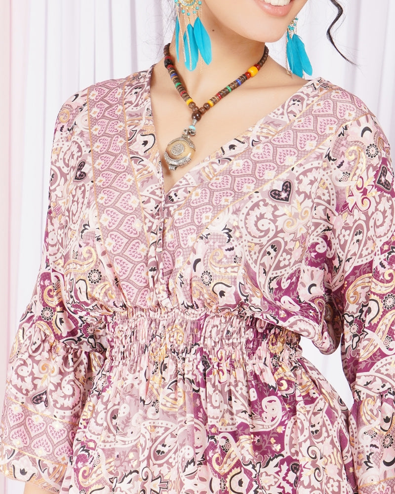 Aveline blush swirl peplum top