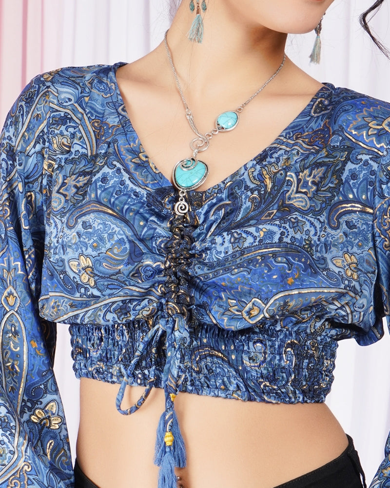 Aveline indigo ruched top