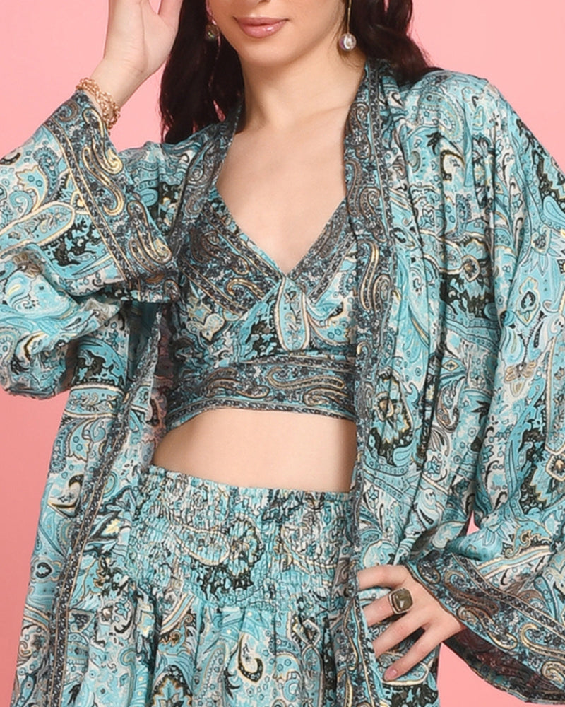 Naida ocean bloom 3 piece co-ord set