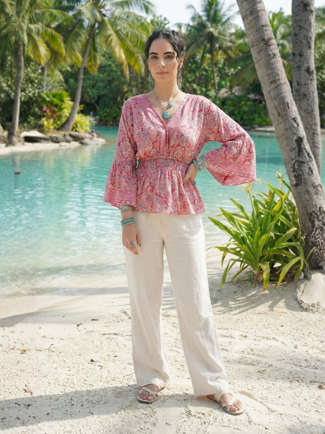 Tahlia blossom pink peplum top