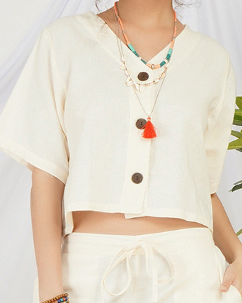 Nerissa vanilla mist cotton co-ord set