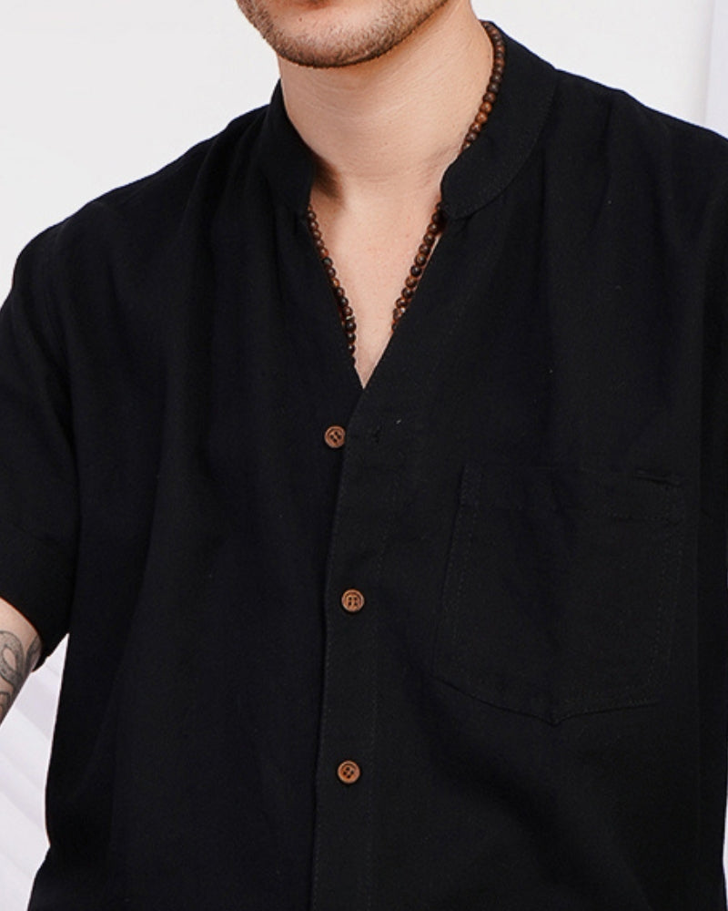 Ryker midnight ember mandarin cotton shirt