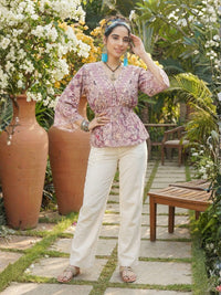 Aveline blush swirl peplum top