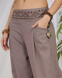Mauve horizon wide leg cotton trouser