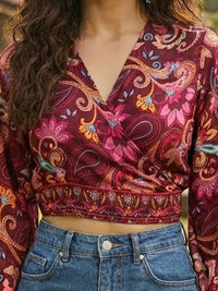 Maribel berry bloom wrap boho top