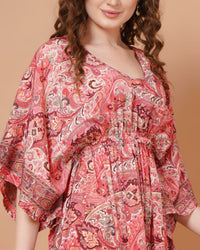 Rose sorbet kaftan mini dress