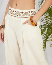 Moon ivory wide leg cotton trouser