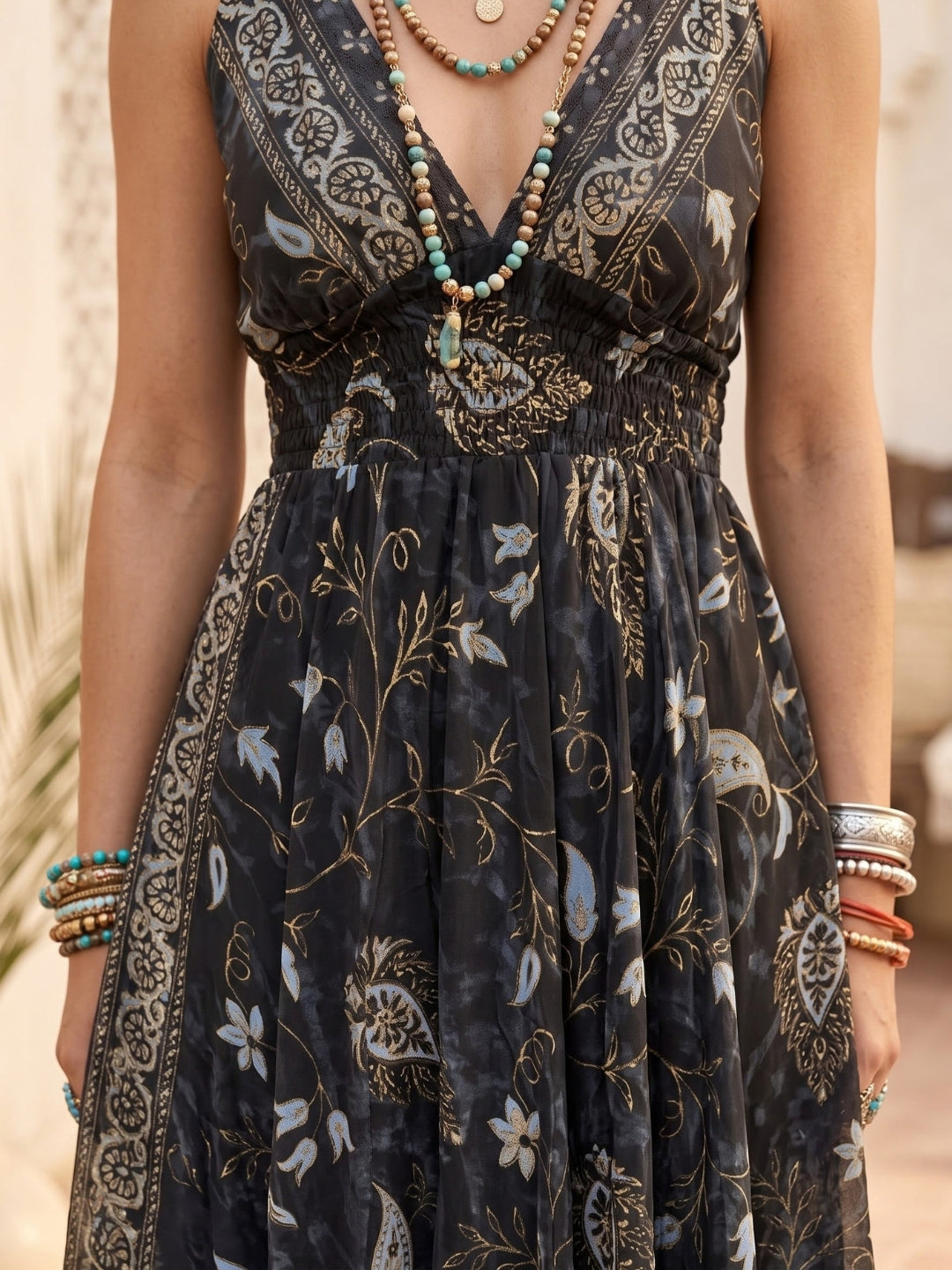 Odette Black Mirage Boho Maxi Dress