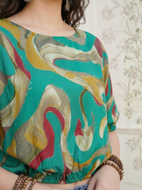Isolde teal mirage boho top
