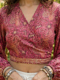 Elira rosewood paisley boho wrap Top