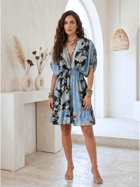 Solene blue noir bohemian mini dress