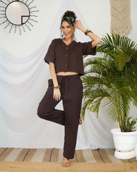 Selesta mocha brown cotton co-ord set