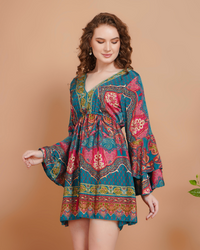 Wanderblush short dress with bell sleeves