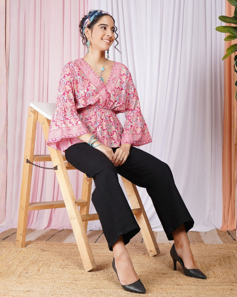 Tahlia blossom pink peplum top