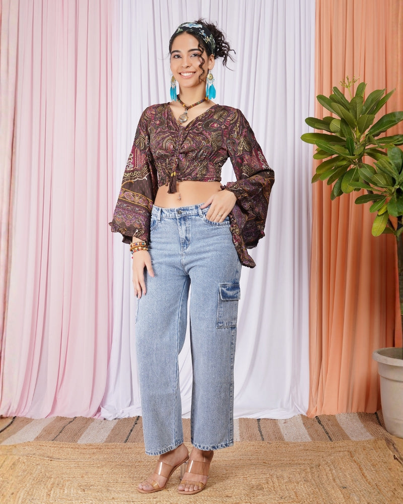 Clarisse cocoa-wine ruche top