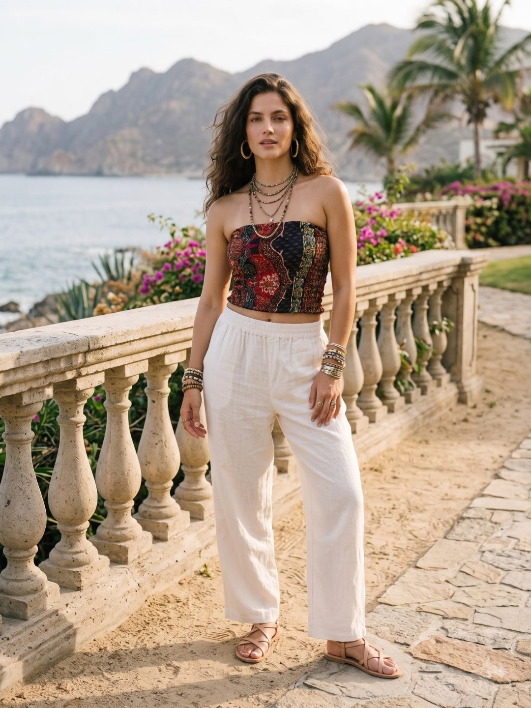 Midnight scarlet boho tube top