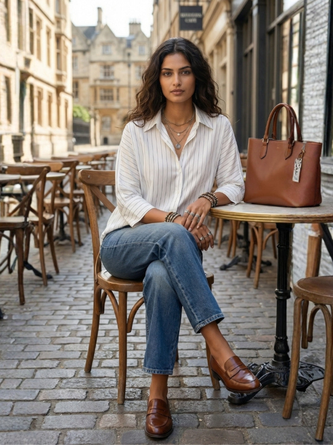 Ismerie pearl stripe boho formal shirt