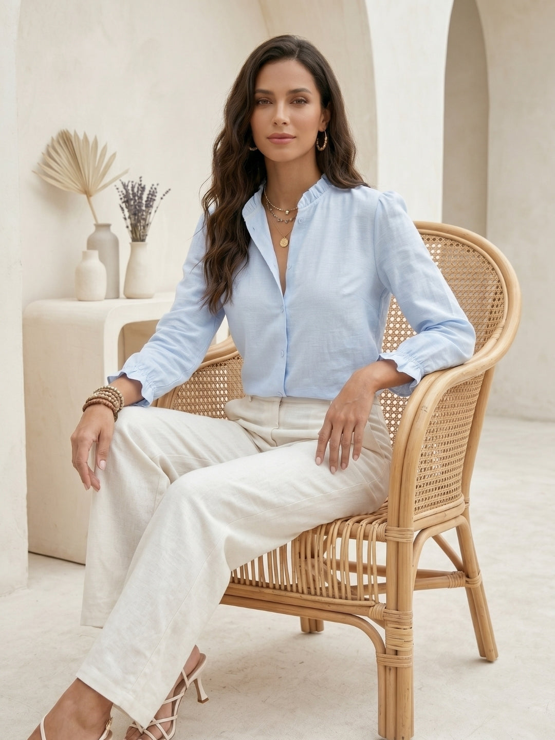 Coralie bluebell mist cotton shirt