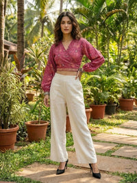 Elira rosewood paisley boho wrap Top