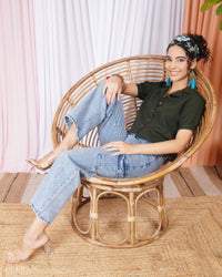 Maribel moss cuban collar cotton top