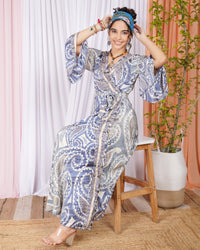 Aurelia moon blue wrap maxi dress