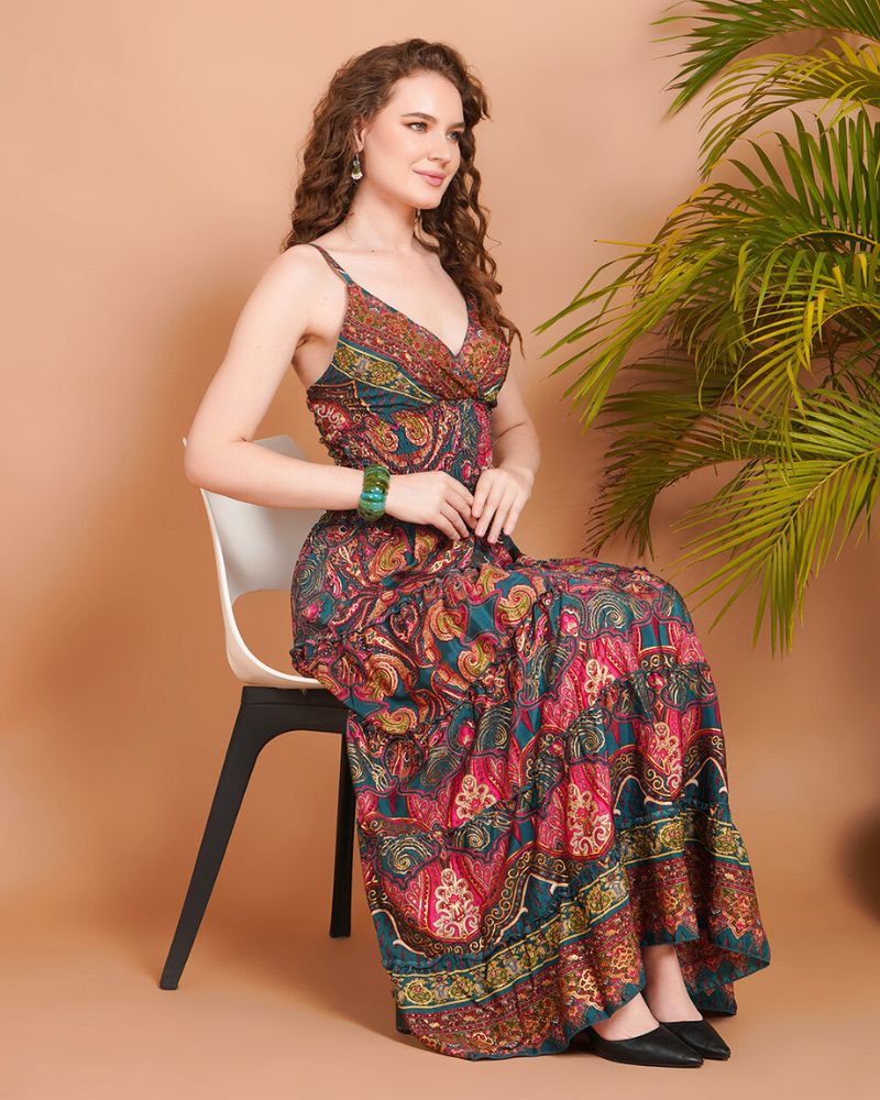 Amara peacock glow maxi dress