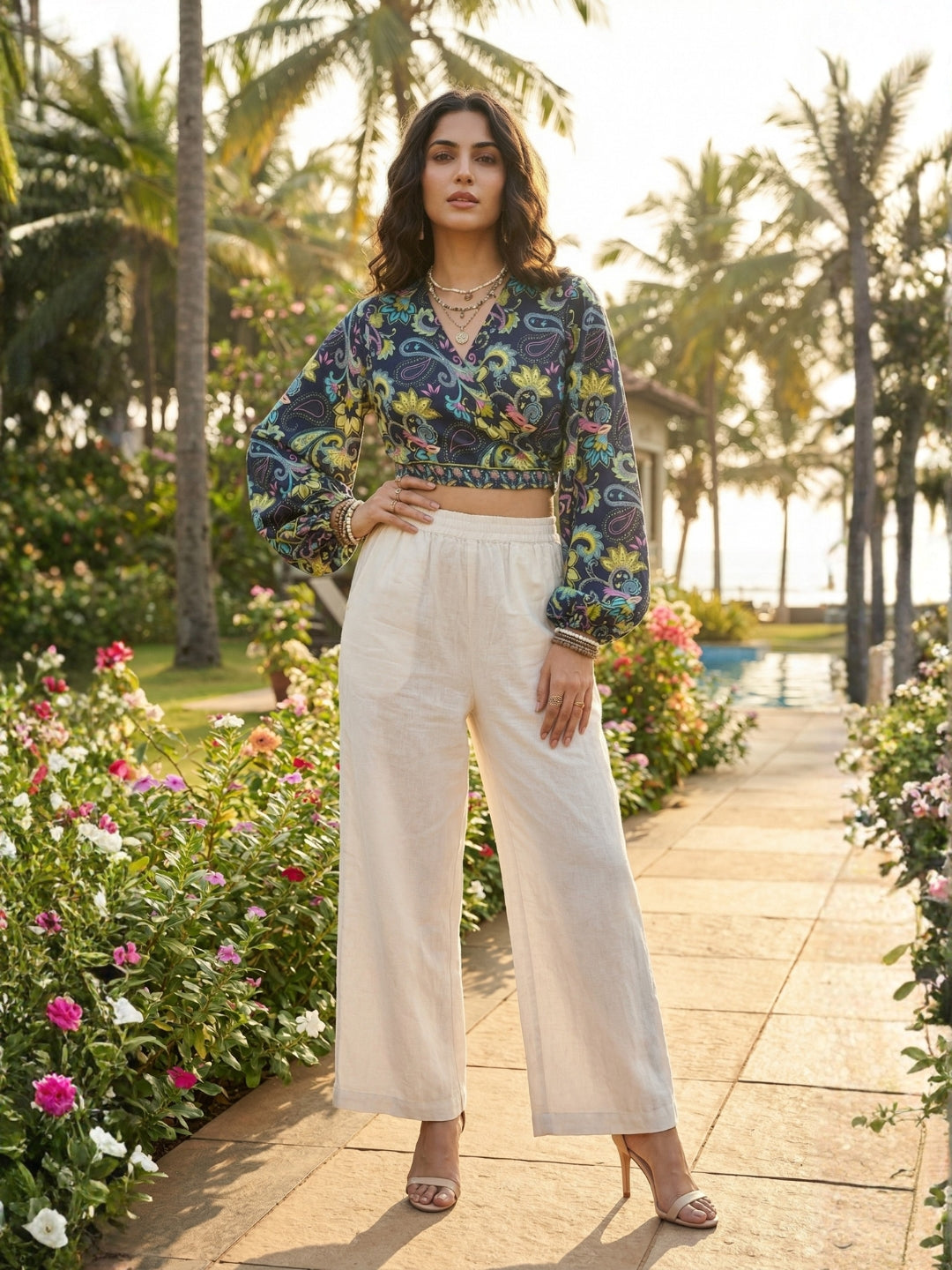 Maribel indigo petal boho wrap top