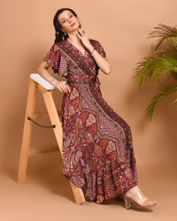 Maribel paisley maxi wrap dress