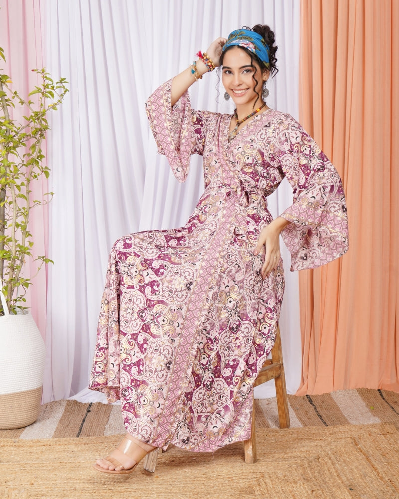 Selene rosevine wrap maxi dress