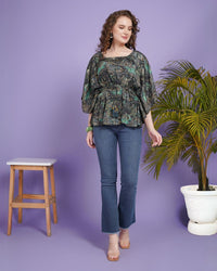 Green mirage kaftan top