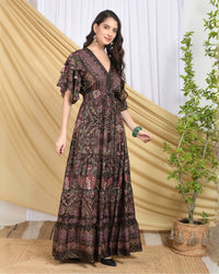 Isla plum mirage tiered maxi dress