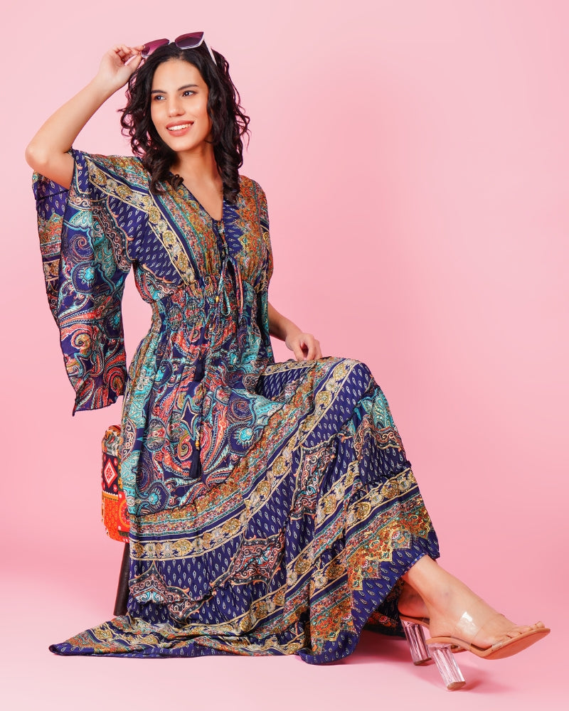 Bohemian moonlight paisley maxi with golden touch