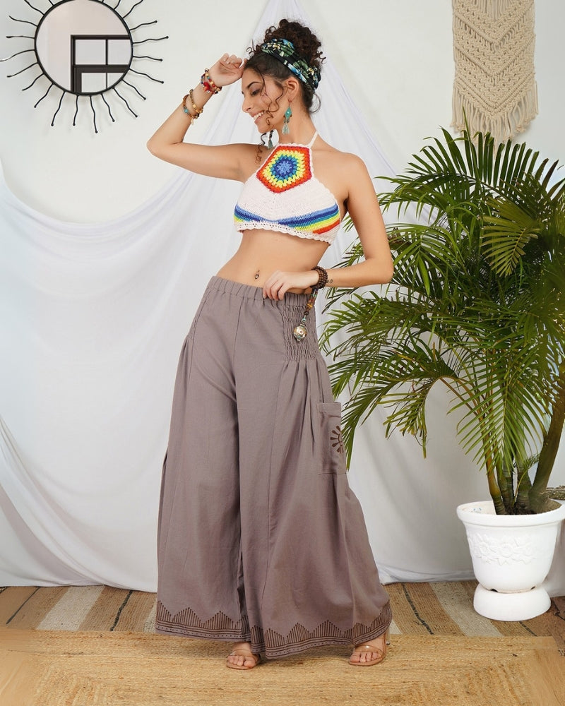 Mauve mist cotton palazzo pants