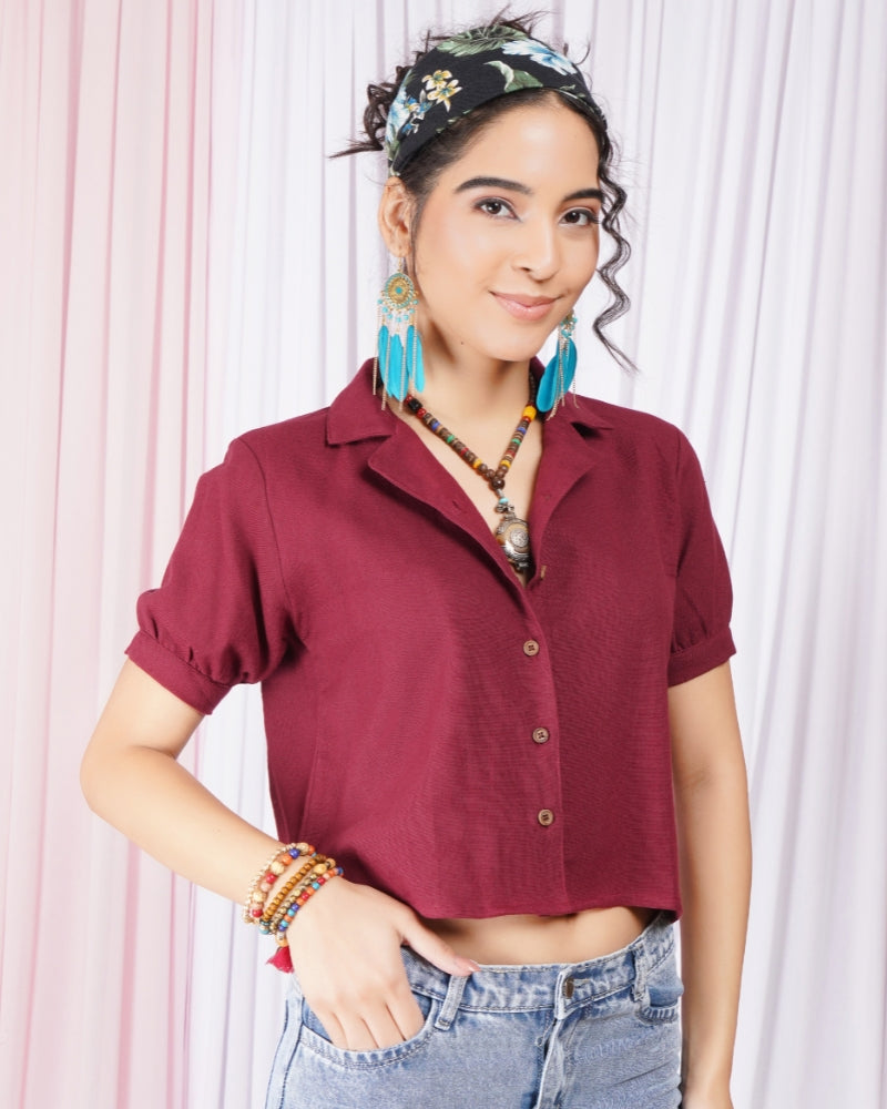 Marcelline wild-berry cotton top
