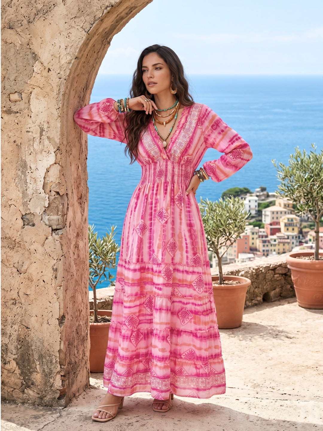 Rosalie raspberry blush boho maxi dress