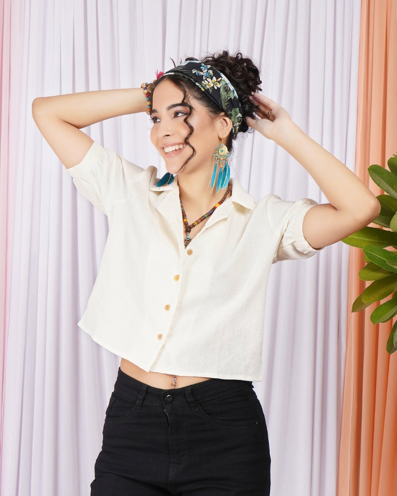 Verena vanilla-mist cotton top