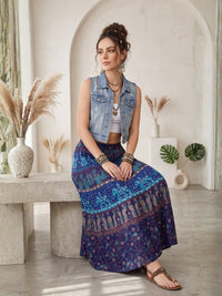 Azure spirit boho maxi skirt