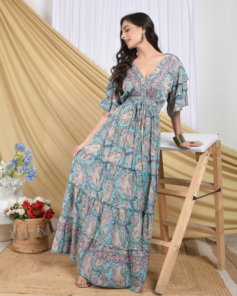 Celestine blush breeze tiered maxi dress