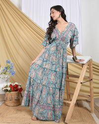 Celestine blush breeze tiered maxi dress