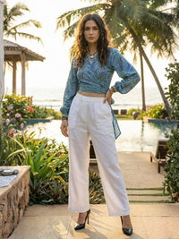 Soraya seafoam paisley boho wrap top