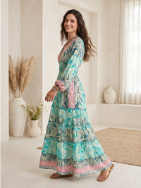 Marielle blue lagoon boho maxi dress