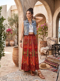Rustic ember boho maxi skirt