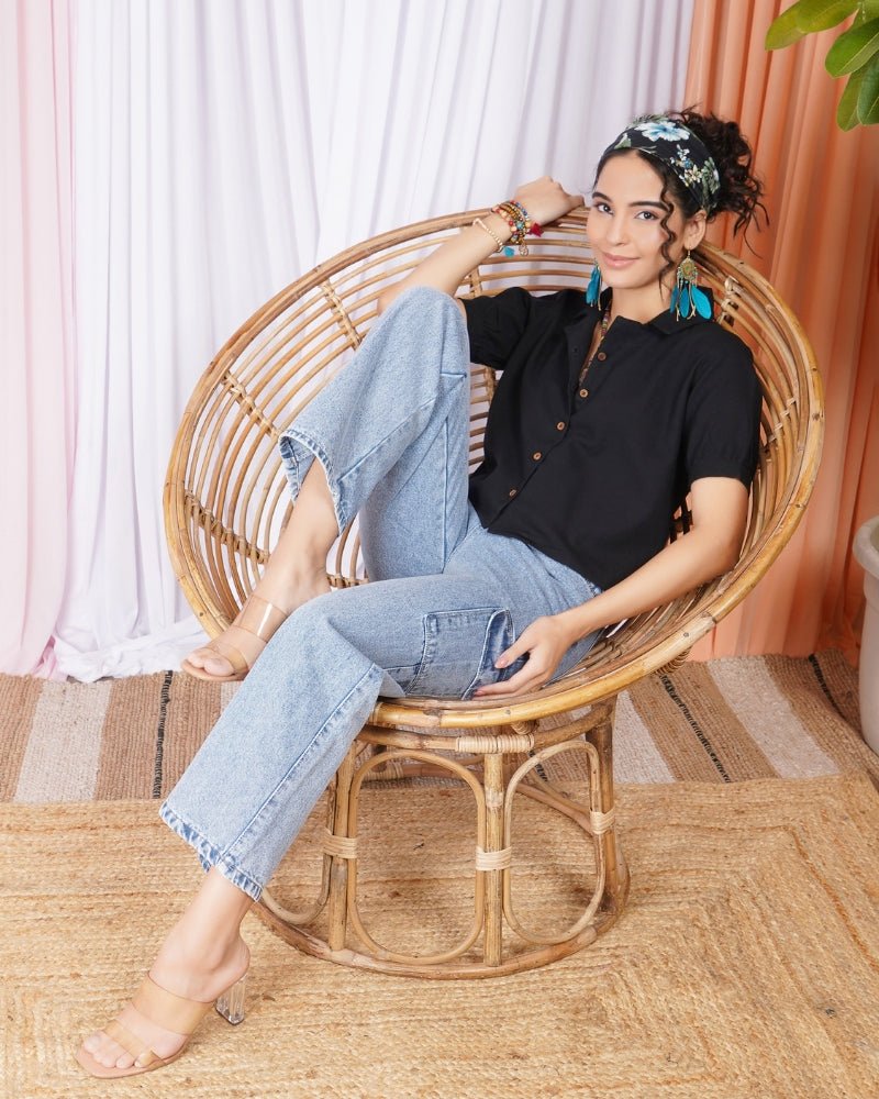 Sienna noir boho cotton top