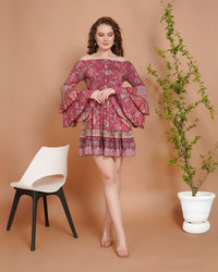 Rosette reverie smocked mini dress