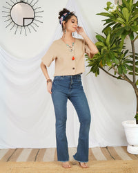 Aurora beige breeze boho crop top