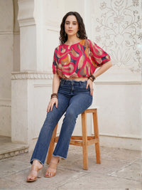 Zafira raspberry swirl boho top