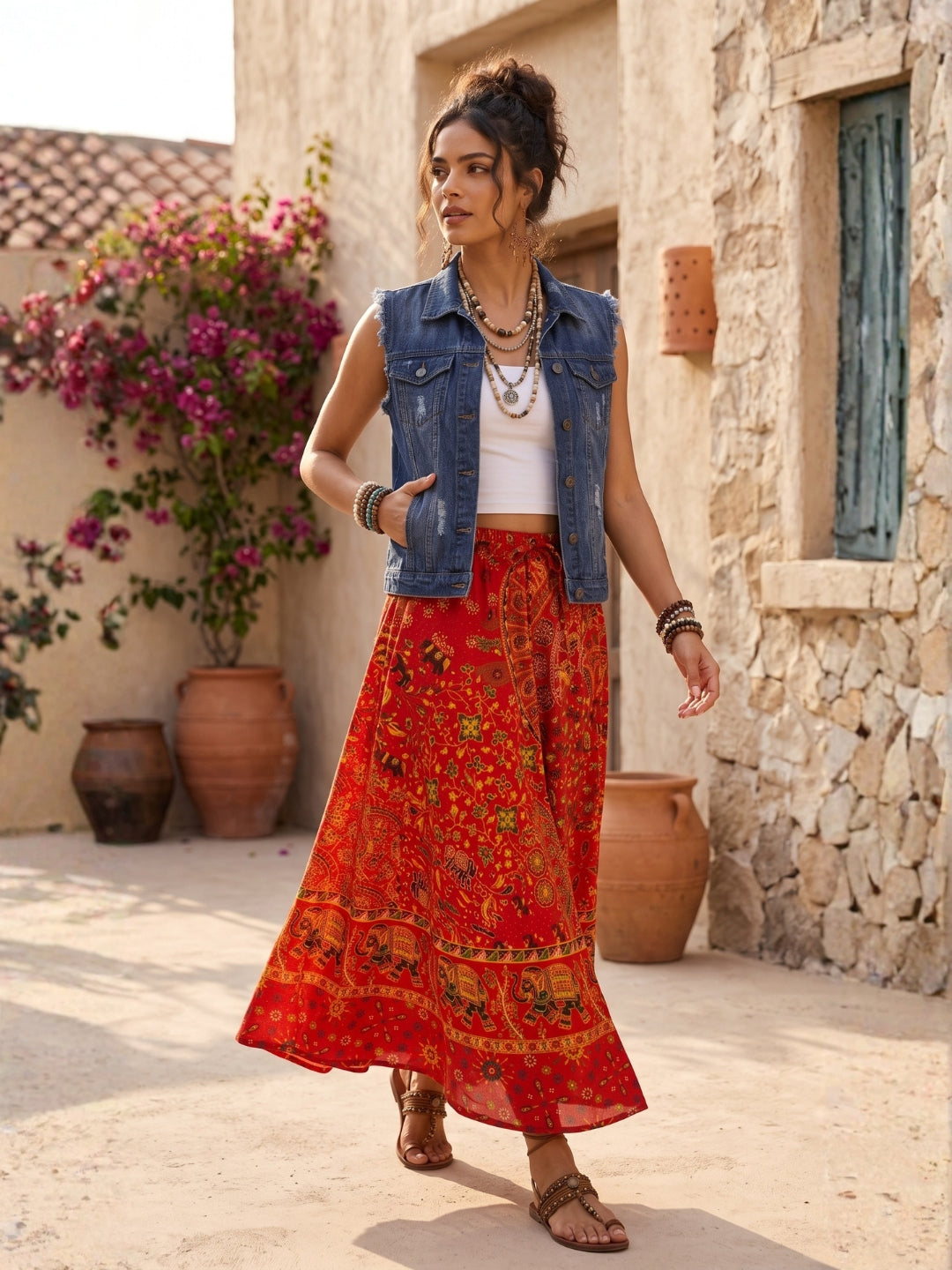 Ember bloom bohemian skirt