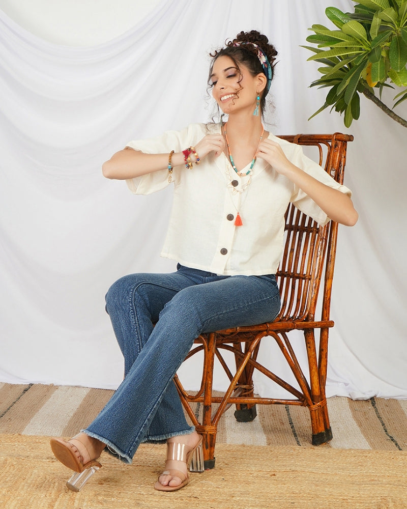 Odette pearl bohemian crop top