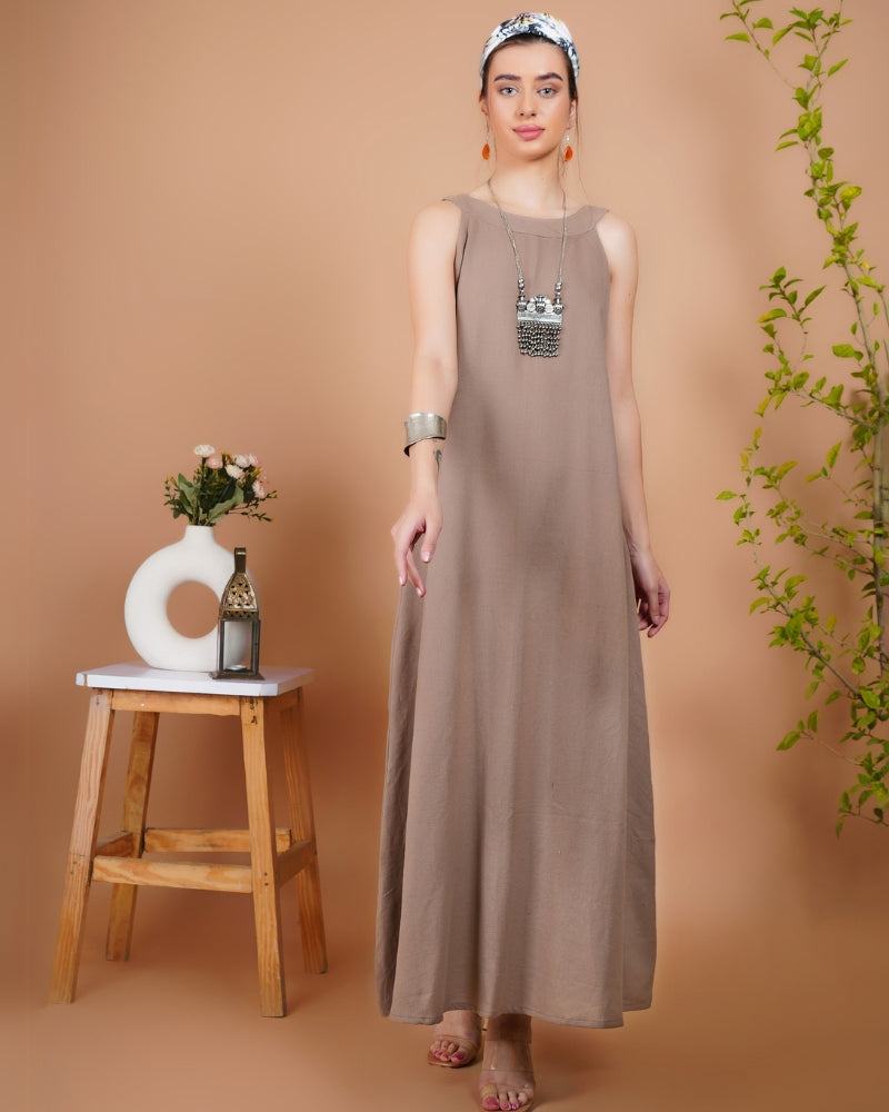 Nomadic beige khadi maxi dress