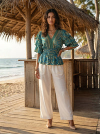 Iseren coastal muse peplum top